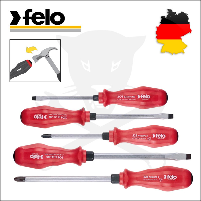 Csavarhúzó készlet üthető 5 db-os PH, SL ipari - Felo