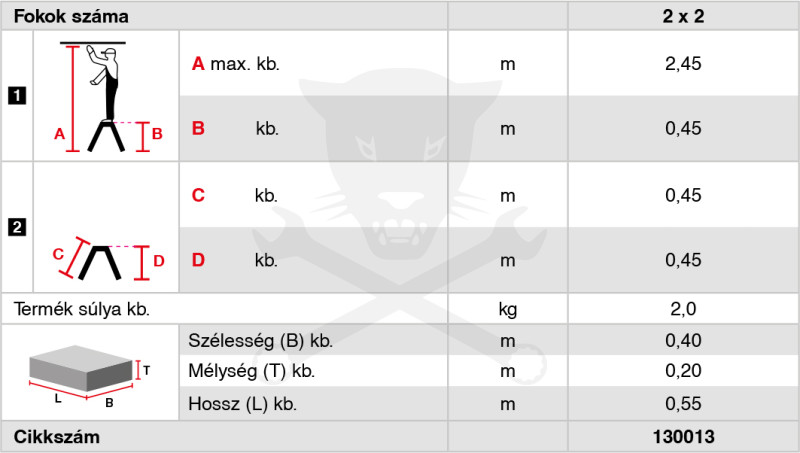 Fellépő ALU lépcsőfokos két oldalon járható 2x2 fok -Krause Monto TREPPY