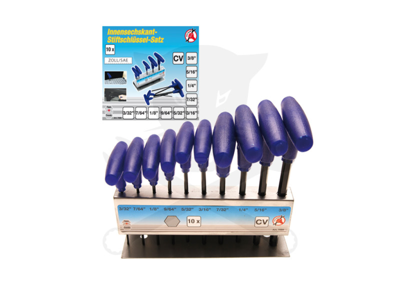 Imbuszkulcs készlet T-fogantyús COLOS 10 db-os 3/32"-3/8"