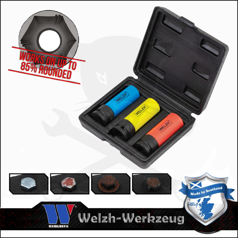 Légkulcsfej készlet 1/2" 3 db-os alufelnihez 17-19-21 mm Lok-Typ - Welzh
