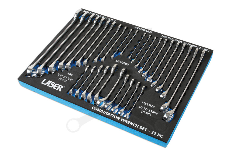 Csillag-villáskulcs készlet metrikus és COLOS, 32 részes, tálcás - Laser