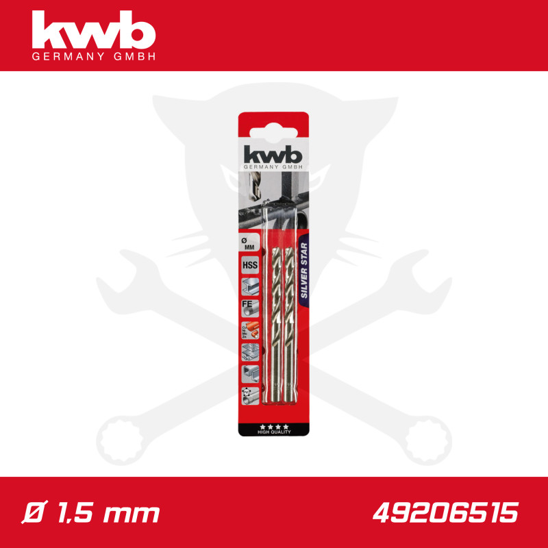 Csigafúró  1,5 mm HSS-G DIN 338 Silver Star, profi 2 db-os - KWB