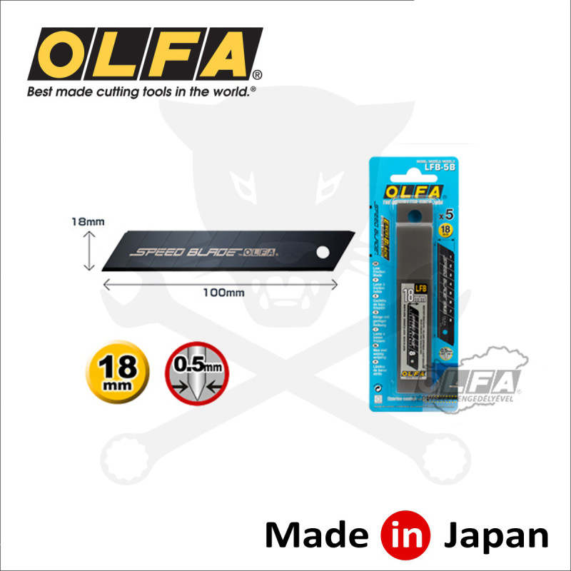 Penge OLFA tördelhető 18 mm 5 db - fekete, teflon speed