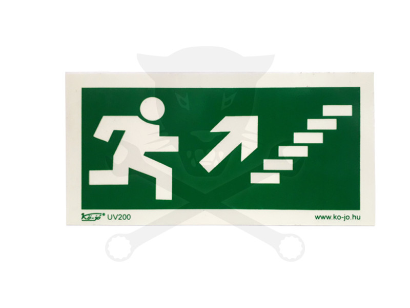 Tábla utánvilágítós öntapadós menekülési irány jobbra fel 200x100 UV200