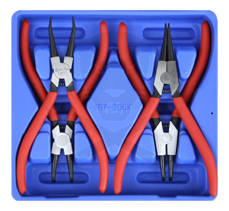 Tálcás Genius fogó, seeger készlet 4 db-os 178 mm - 1/6