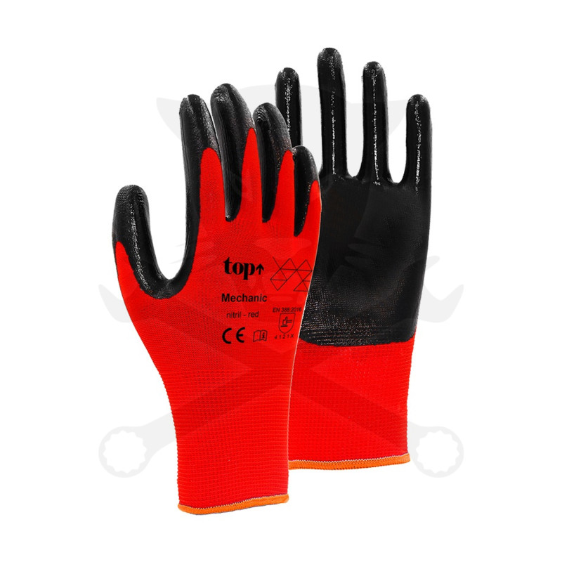 Kesztyű - szerelőkesztyű - Nitril piros   S-es 7-es