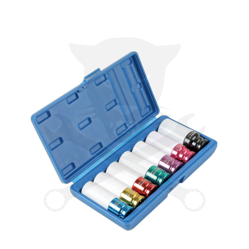 Légkulcsfej készlet 1/2" 7 db-os alufelnihez 17-19-21-22-23-24-27 mm