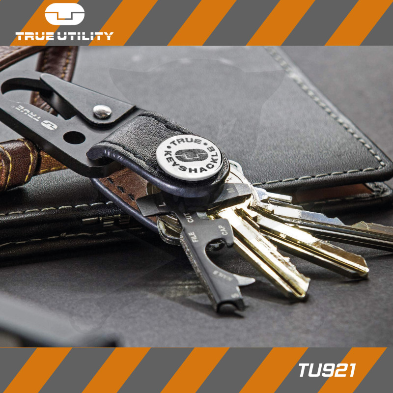 Multifunkciós szerszám, KEYSHACKLE+ 7in1 valódi bőr heveder - True