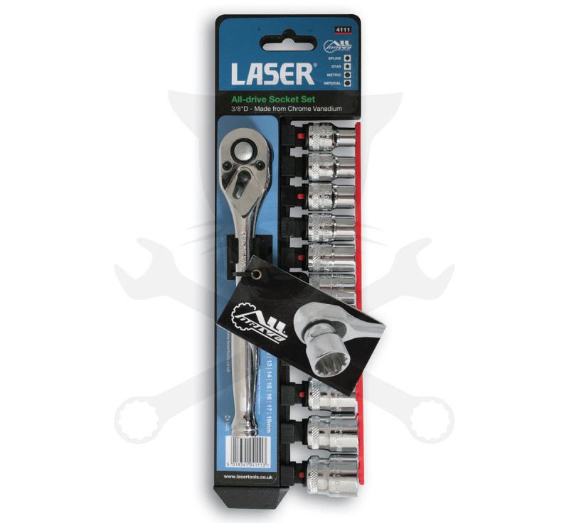 Dugókulcs készlet Gear Lock - Alldrive 3/8" 11 db+1 db racsnis hajtó-TS20