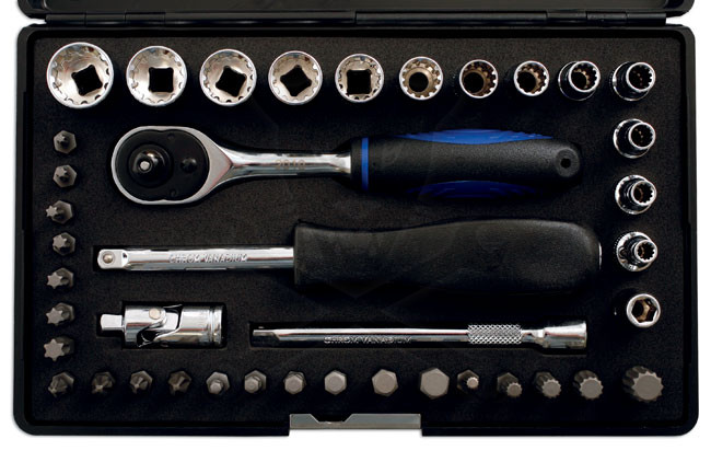 Dugókulcs - crowafej készlet 1/4" Gear Lock - Alldrive 40 db+Bitek -TS20