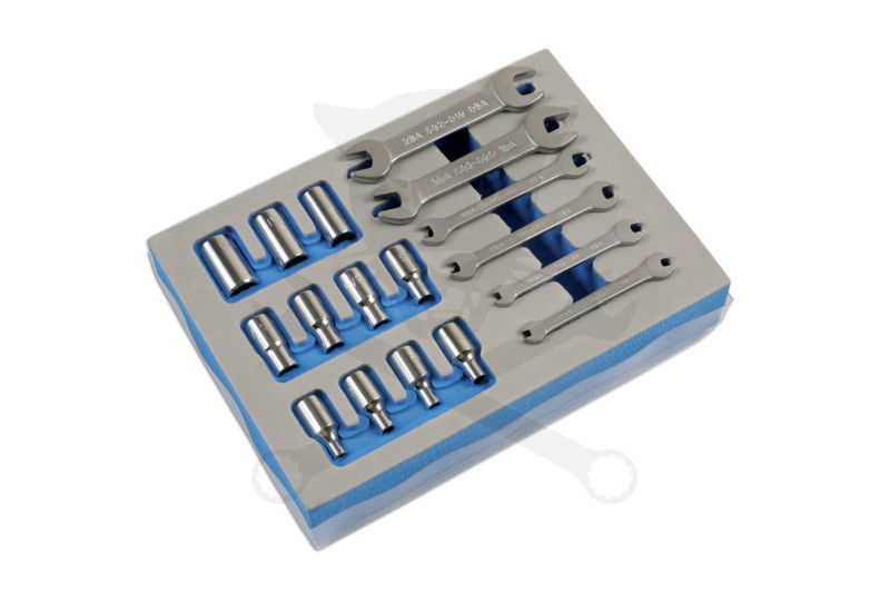 Kettős villáskulcs és dugókulcs készlet 17 db mini BA tálcás