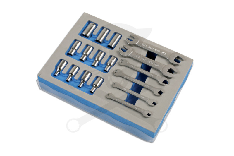 Kettős villáskulcs és dugókulcs készlet 17 db mini BA tálcás