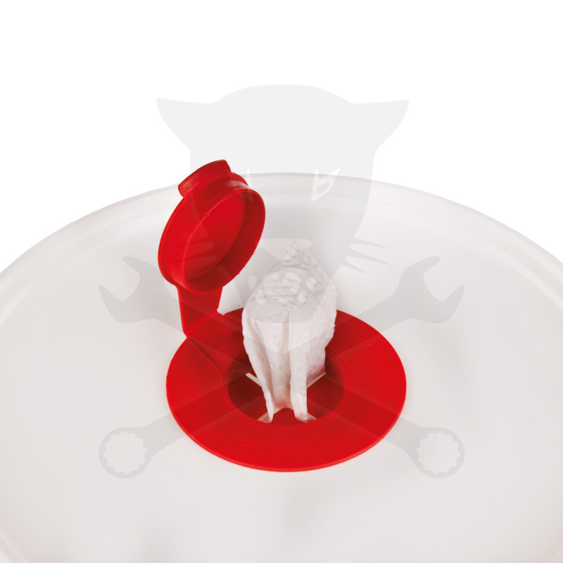 Törlőkendő ipari Leaner 68 gr/m2 szöszmentes 17x36 cm-hez adagoló vödör