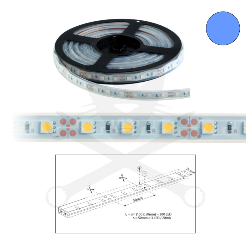 Szalag LED 5050 kültéri 60 db/m - kék - ELMARK