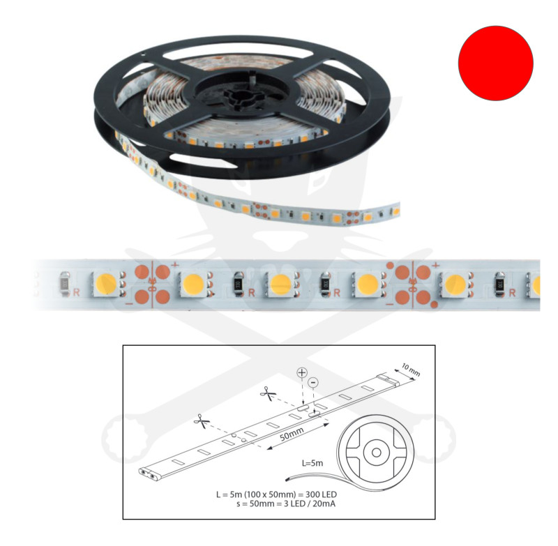 Szalag LED 5050 beltéri 60 db/m - piros - ELMARK