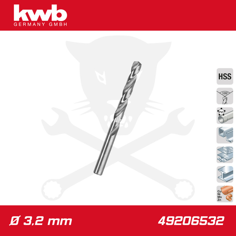 Csigafúró  3,2 mm HSS-G DIN 338 Silver Star, profi - KWB