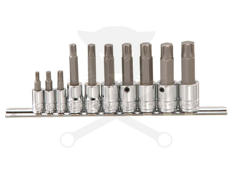 Rátűzőkulcs - crowa+bit készlet 1/4" - 3/8" RIBE 4-14-ig 10 db-os Genius