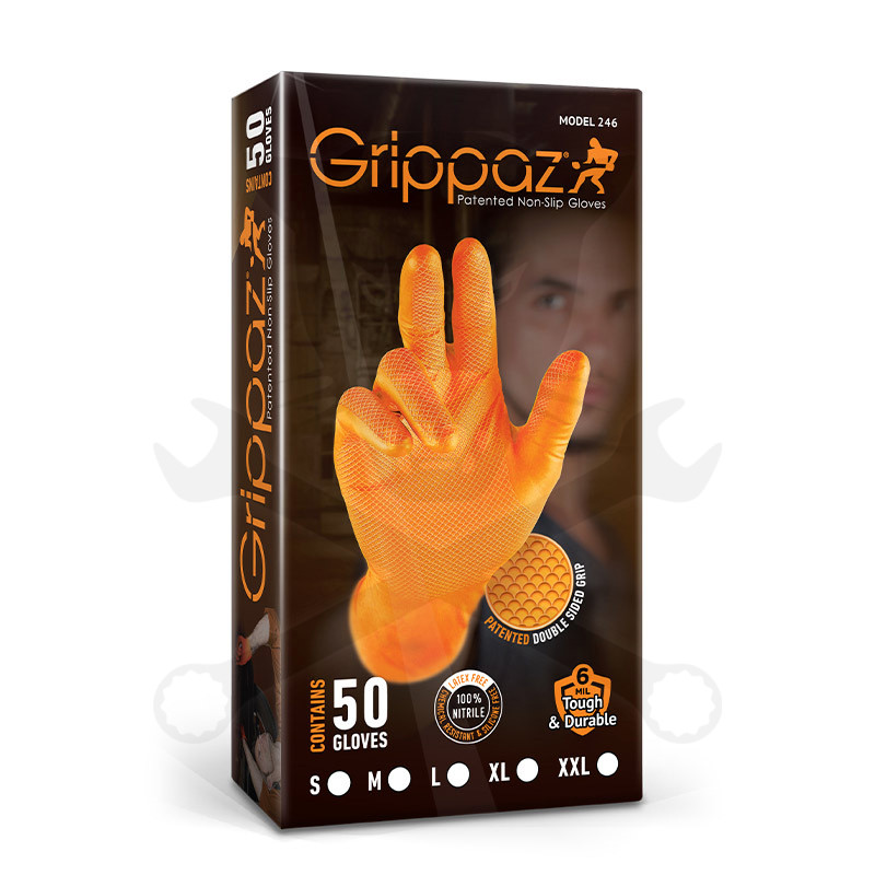 Kesztyű Grippaz 100% Nitril 11/XXL - dobozos 50 db-os - NARANCS BF22