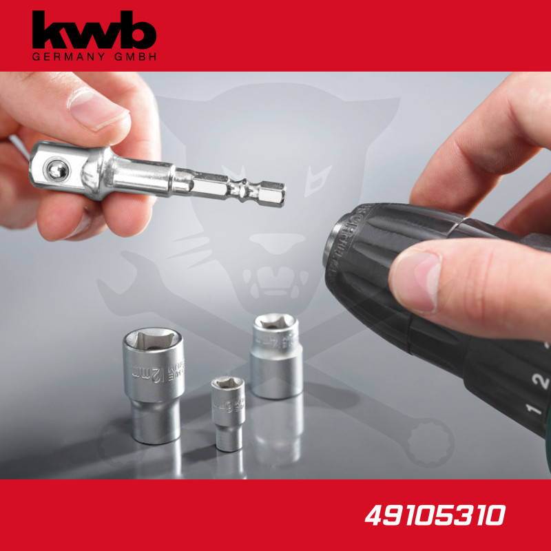 Adapter készlet fúrógéphez - csavarbehajtóhoz 1/4"-3/8"-1/2" - KWB