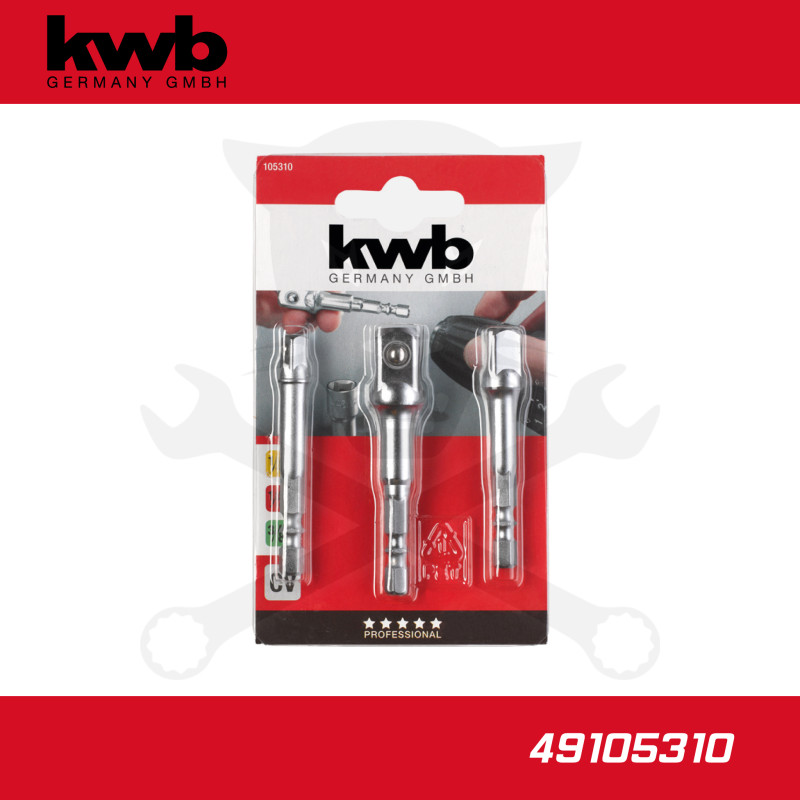 Adapter készlet fúrógéphez - csavarbehajtóhoz 1/4"-3/8"-1/2" - KWB