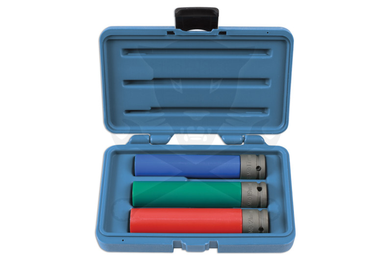 Légkulcsfej készlet 1/2"  3 db-os alufelnihez extra hosszított