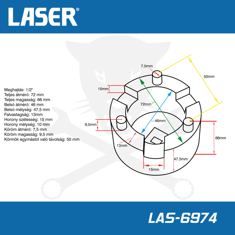 Körmöskulcs Toyota/Land Crusier hátsó kerékagyhoz