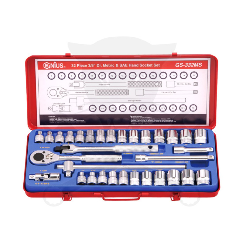 Dugókulcs készlet 3/8" 6 lap metrikus + COLOS 32 db-os Genius