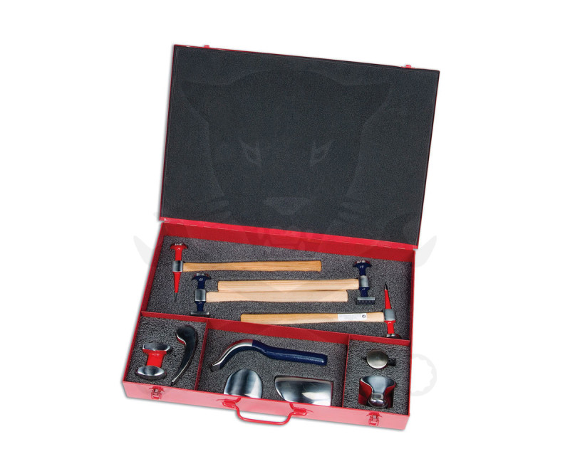 Karosszéria egyengető 11 db-os készlet - idomok + kalapácsok - PowerTec