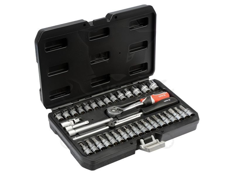 Dugókulcs - crowafej készlet 1/4" 6 lap hosszú 38 db-os 3,5-14 mm - Yato