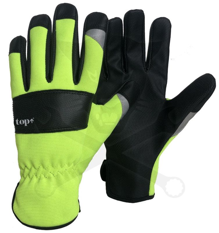 Kesztyű - munkakesztyű - műbőr erősített FLUO  8/M