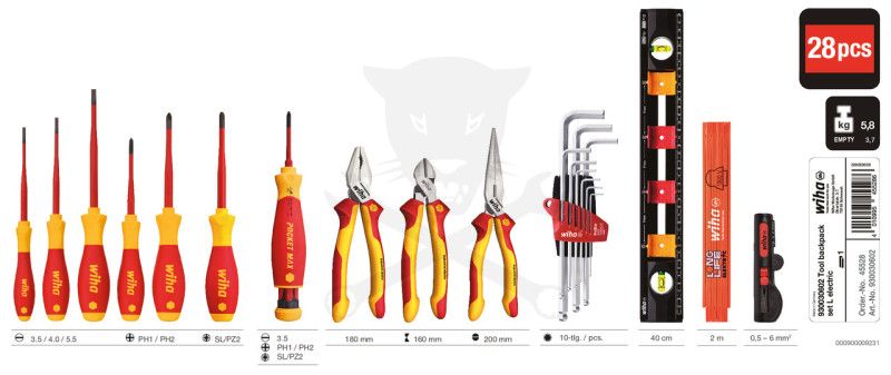 Villanyszerelő hátizsák készlet 28 részes L-es - Wiha (930030602)