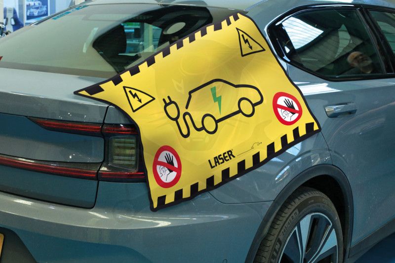 Sárvédő takaró csúszásmentes sárga Hybrid/Elektomos járművekhez -Laser