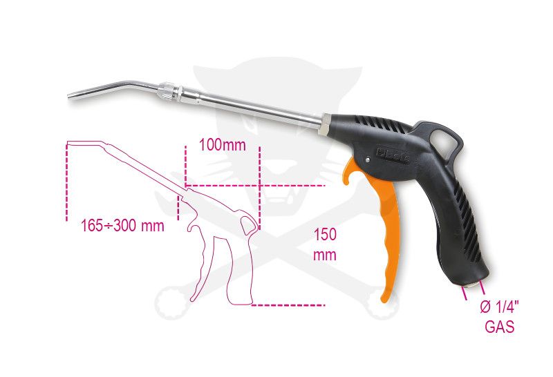 Lefújó pisztoly - teleszkópos kivitelű, elfordítható acél csőr - Beta