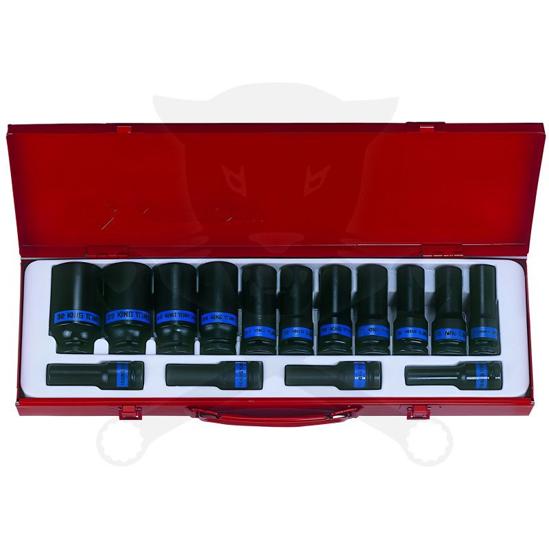 Légkulcsfej készlet 1/2" 15 db metrikus hosszú King Tony