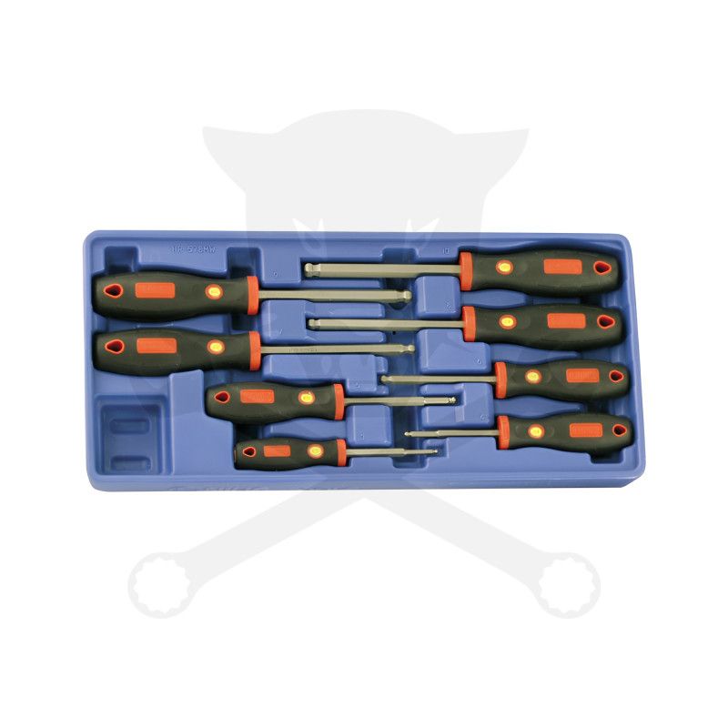 Tálcás Genius csavarhúzó készlet imbusz gömbvégű 8 db-os - 1/3