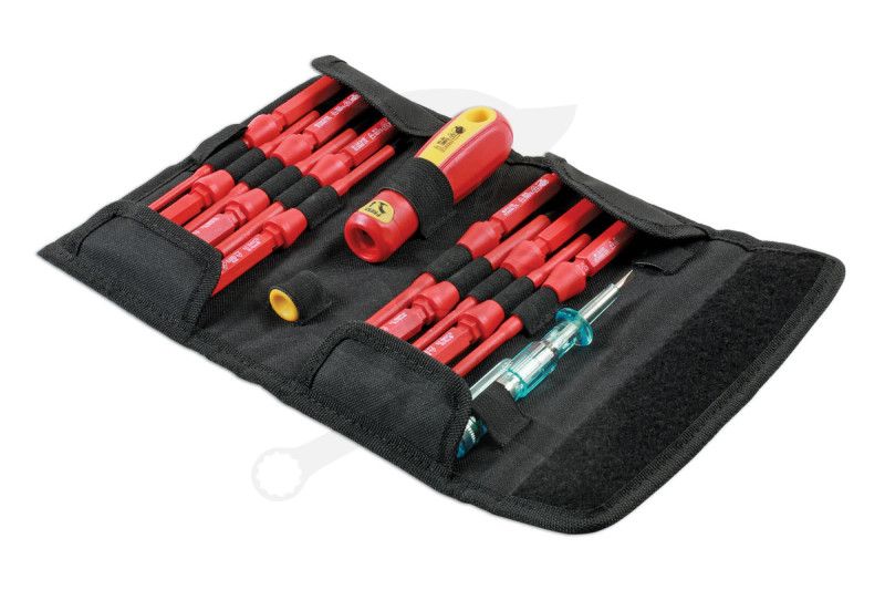 Szigetelt VDE 1000 V-os cserélhető pengéjű 11:1-ben csavarhúzó készlet