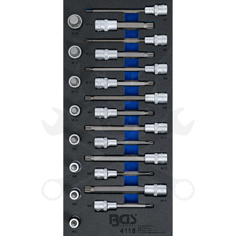 Tálcás BGS Bit spline készlet  22 db-os 1/3 - EVA tálcás