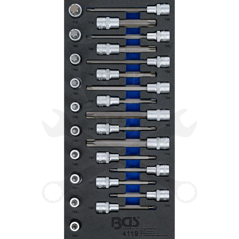 Tálcás BGS Bit torx készlet  26 db-os 1/3 - EVA tálcás