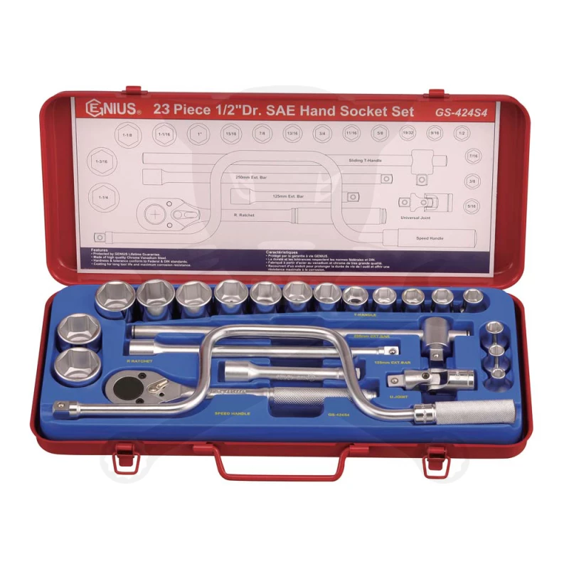 Dugókulcs - crowafej készlet 1/2" 6 lap normál 24 db - Genius