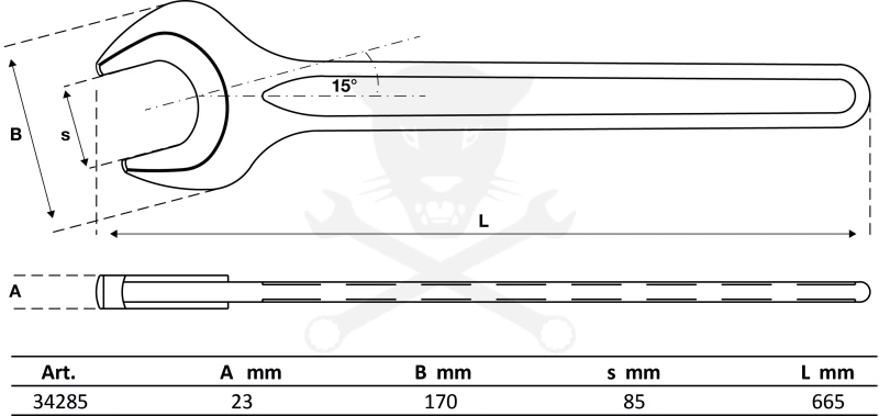Villáskulcs egyoldalas 85-ös - hossz. 665 mm - BGS
