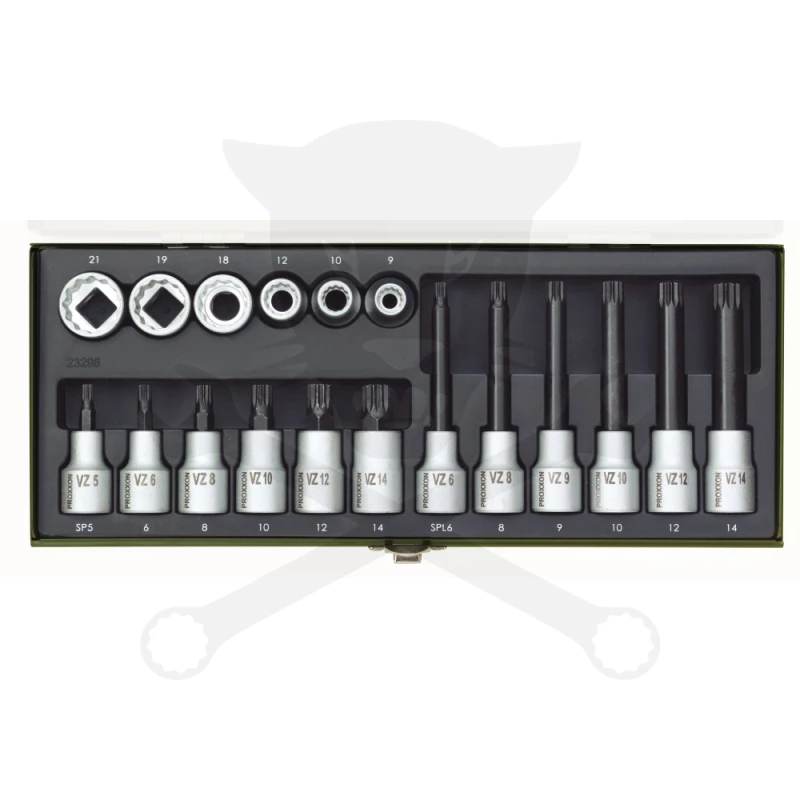 Rátűzőkulcs - crowa+bit 1/2" XZN - készlet 18 db-os - Proxxon