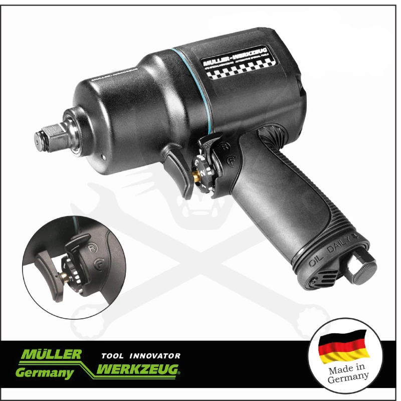 Légkulcs  1/2" 1600 Nm - egykezes működtetés - Fekete - MÜLLER 114