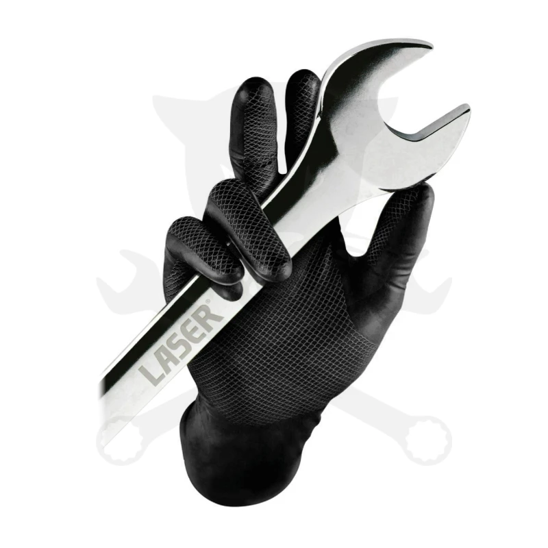 Kesztyű Grippaz 100% Nitril 7/S - dobozos 50 db-os - FEKETE