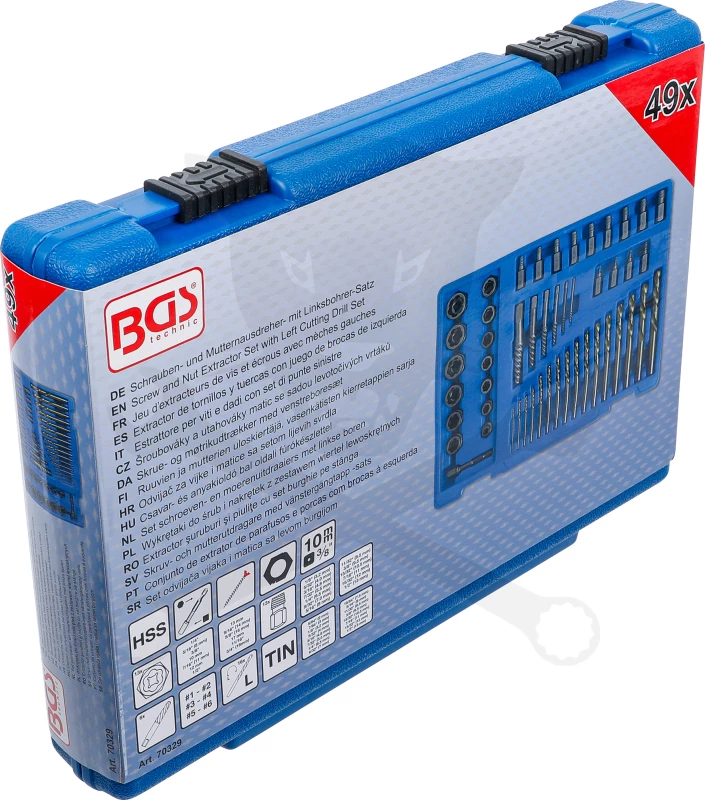 Csavarkiszedő - törtcsavar kihajtó készlet49 db-os + Balos fúrók - BGS