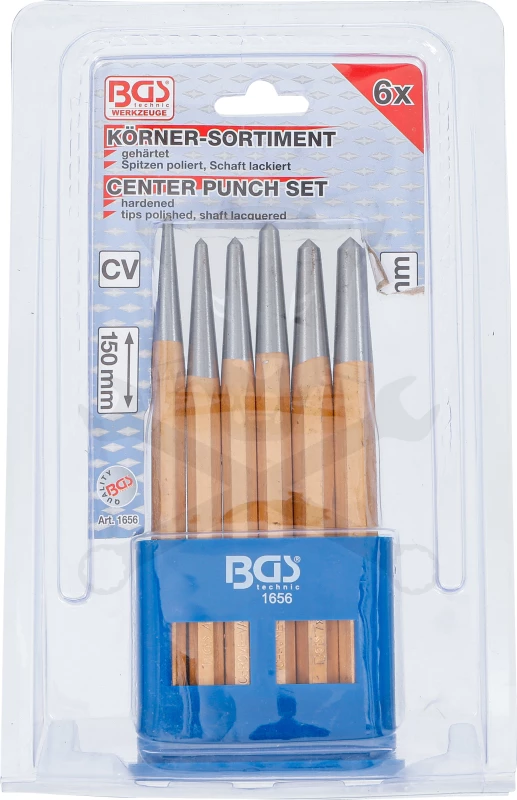 Pontozó készlet 6 db-os 3 - 4 - 5 - 6 - 7 - 8 mm x 150 mm - BGS