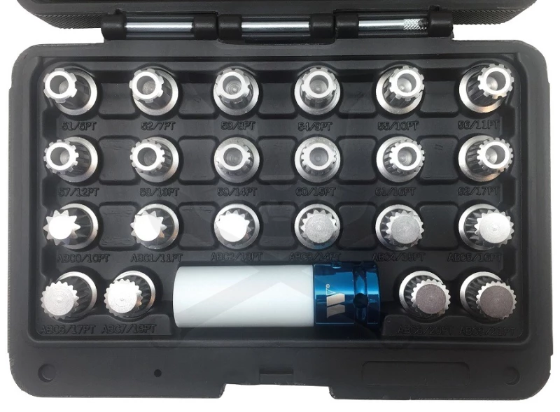 Kerékőr/anyacsavar kulcs készlet VAG, XZN + lyukas Ribe gyári 23 db-os