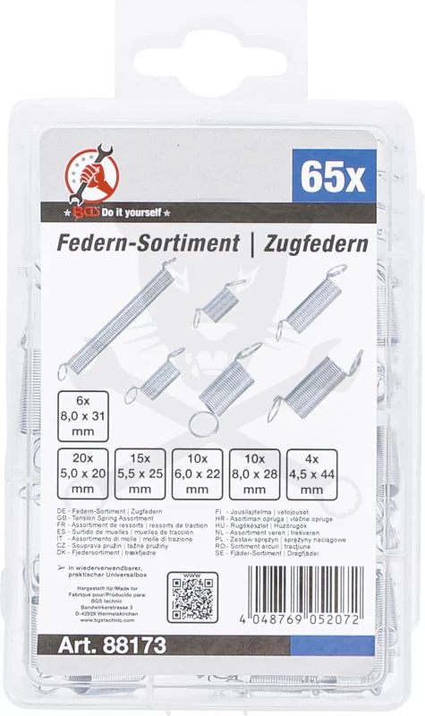 Rugó készlet  65 db-os - húzó rugók - BGS