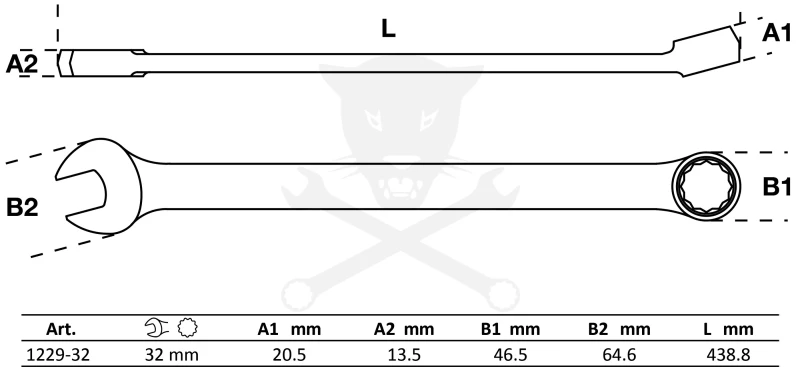 Csillag-villáskulcs készlet Extra Hosszú kivitel 32 mm - BGS