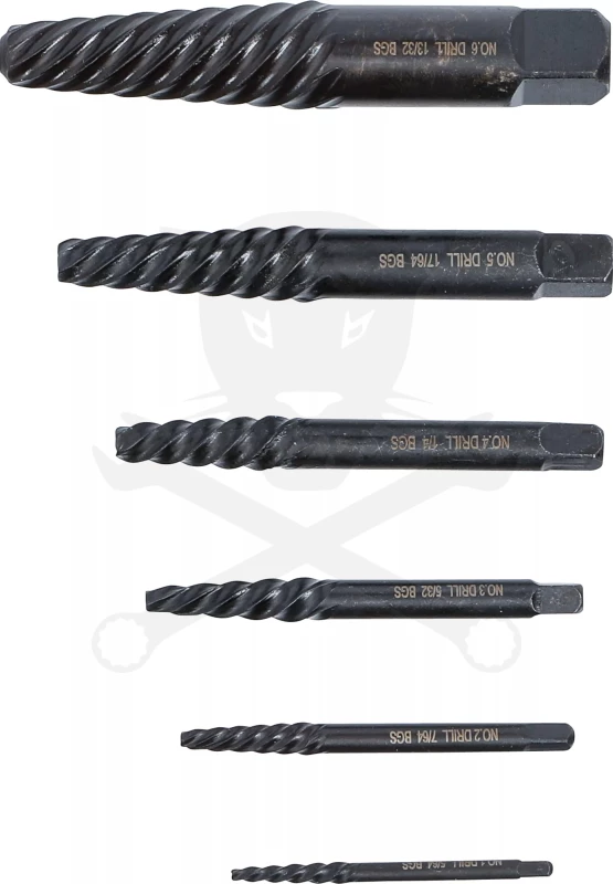 Csavarkiszedő - törtcsavar kihajtó készlet 6 db-os - balos BGS