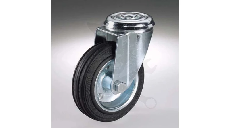 Kerék  80 mm - forgó villás hátfuratos, gumis kerék -XH-ODT-TFK- (K1200420199)